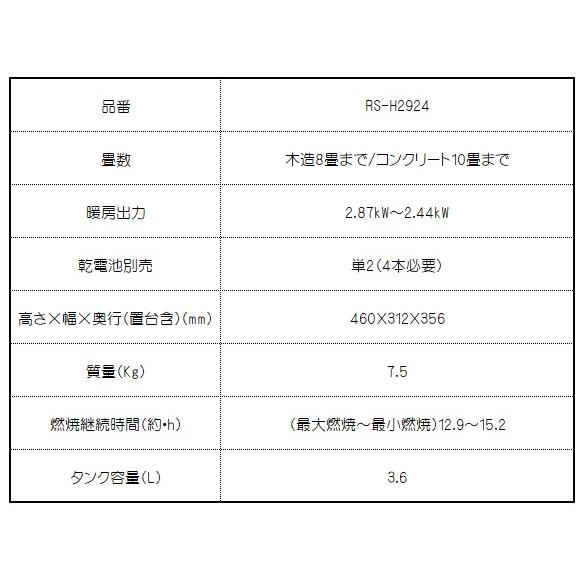 トヨトミ：キャリングハンドルタイプ石油ストーブ(ホワイト)/RS-H2924