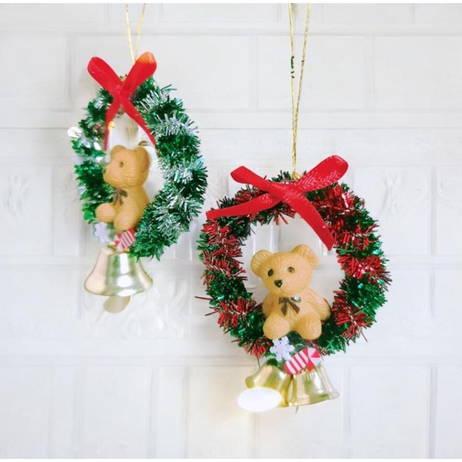 1点）ミニチュアクリスマスリース（くまちゃん付き）ドールハウス用