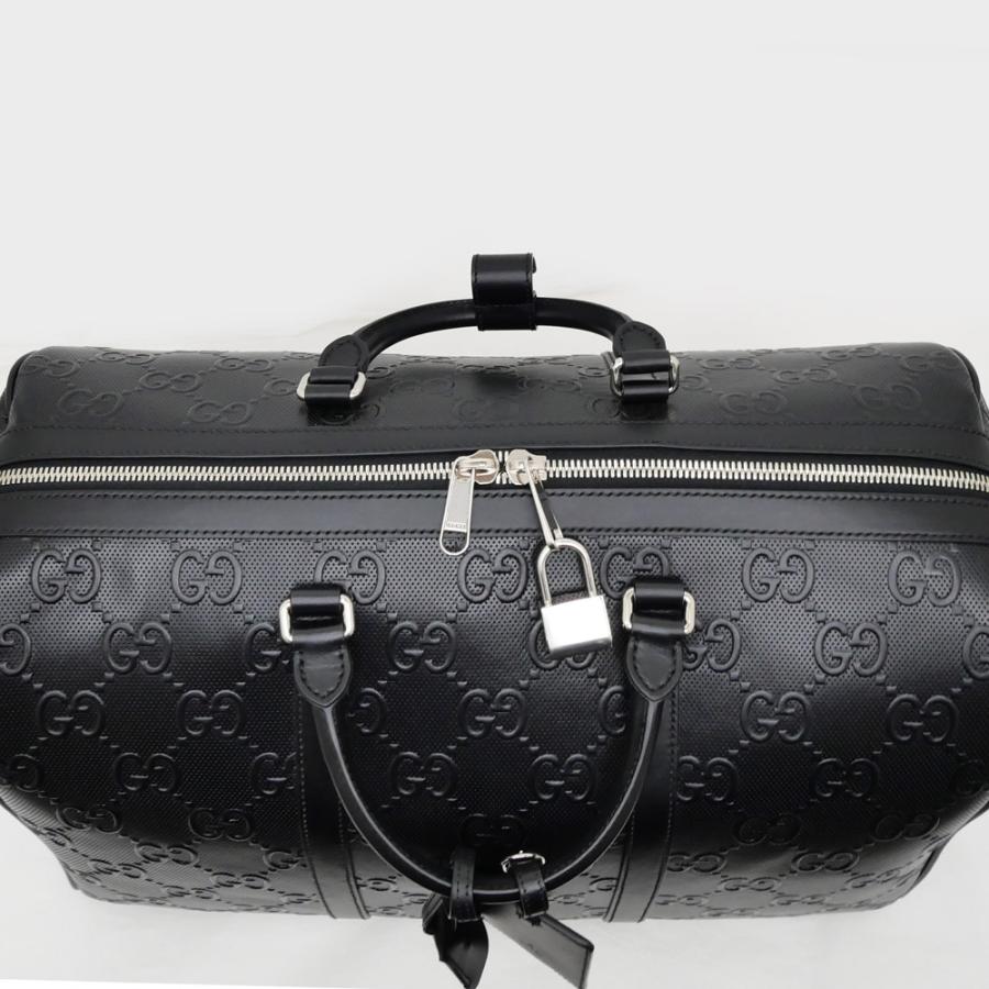 名東】グッチ GGエンボス ボストンバッグ ブラック 725282 520981