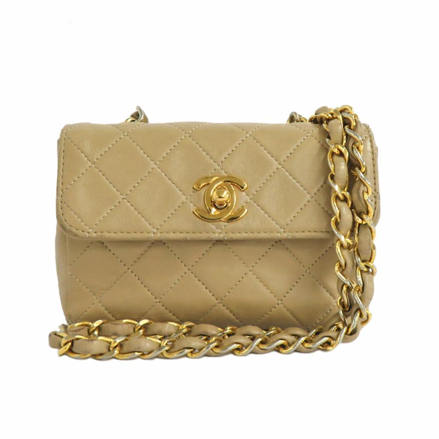 名古屋】シャネル ミニマトラッセ ベージュ ゴールド金具 ラムスキン 1