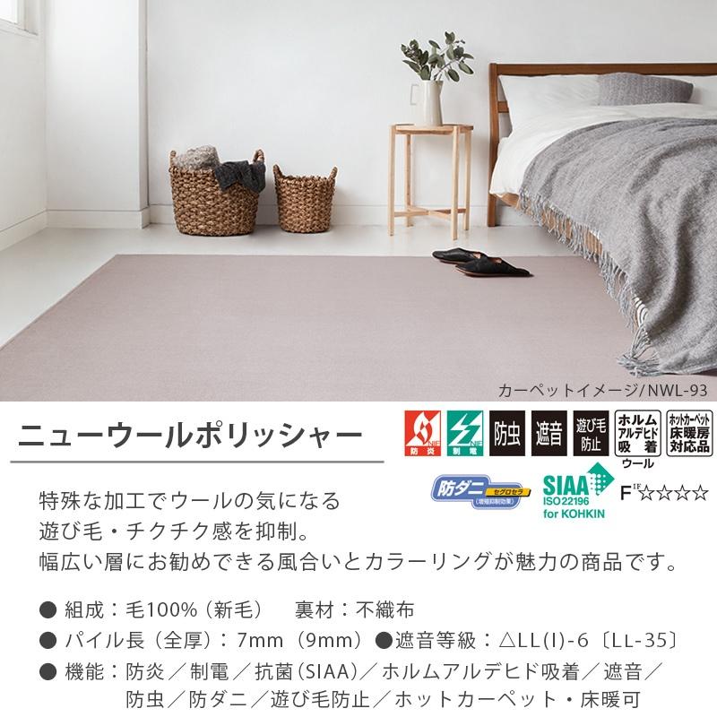 アスワン 廊下敷きマット (ニューウールポリッシャー NWL) ロング