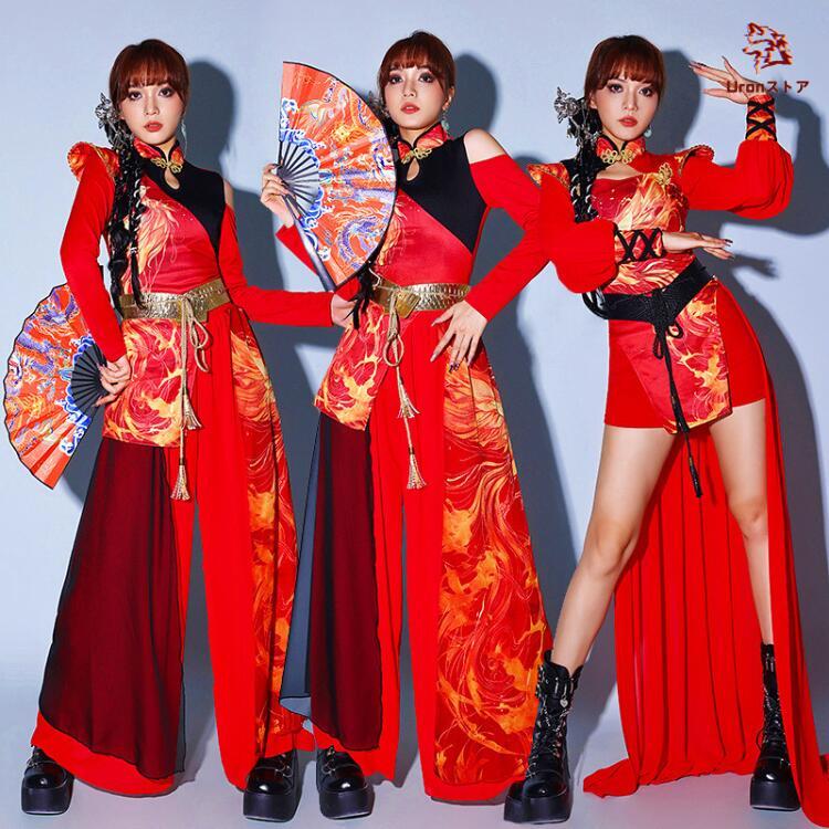 ダンス衣装 セットアップ レディース チャイナ風 トップス パンツ