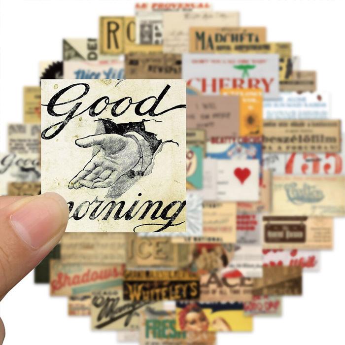 58枚 ステッカー レトロ ビンテージ アメリカン ラベル おしゃれ 防水