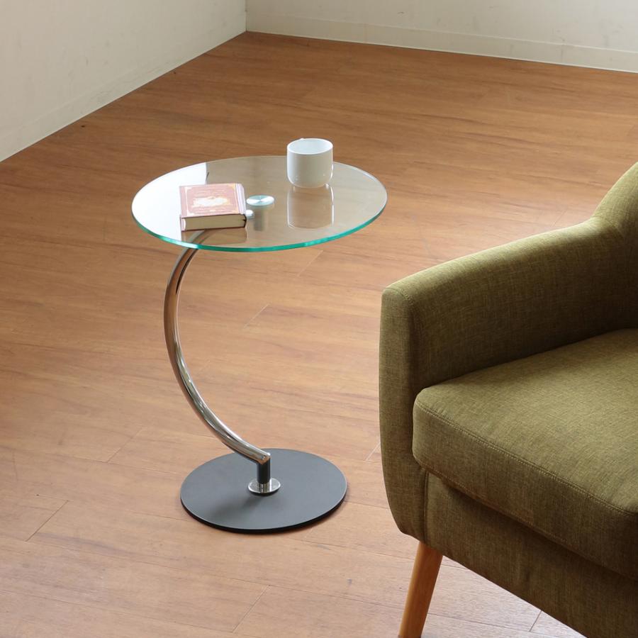 あずま工芸 サイドテーブル ガラステーブル 円形 丸型 ソファサイド 天