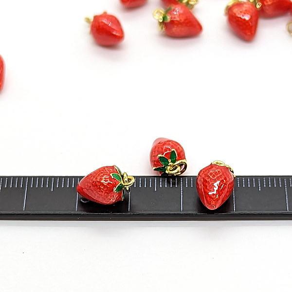 チャーム いちご 9mm 1個 18kgp鍍金 立体 ストロベリーチャーム 赤