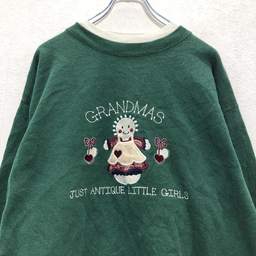 Cheek-O プリント スウェットトレーナー ウィメンズ L グリーン