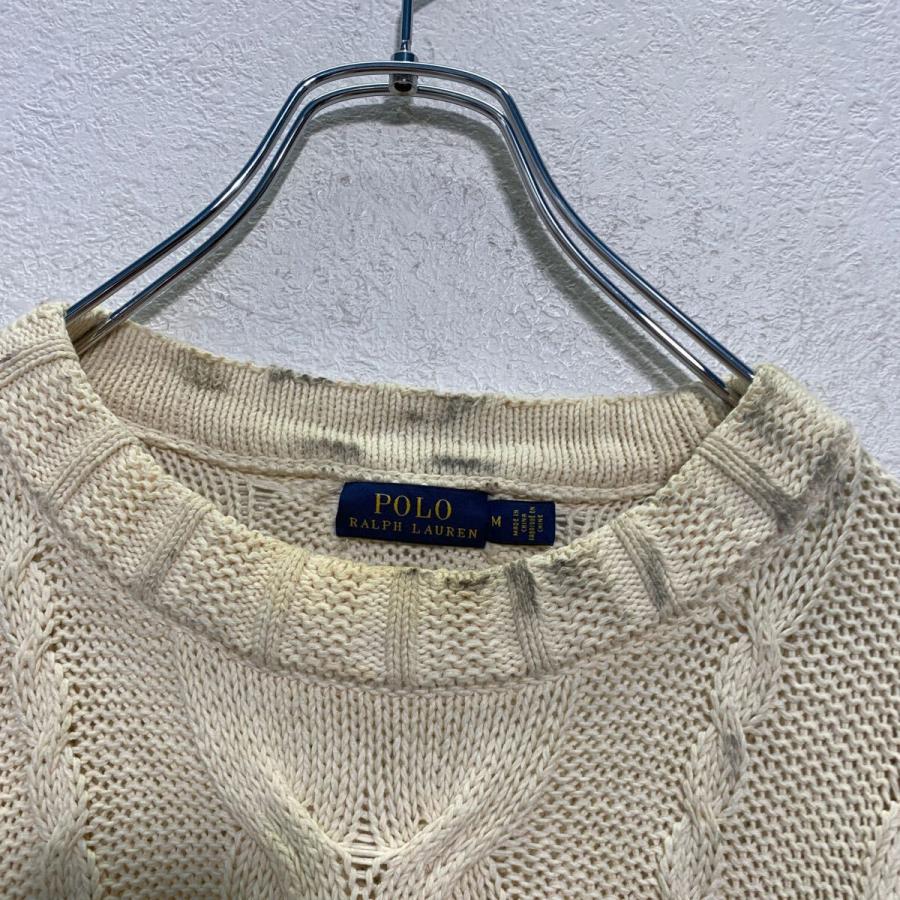 POLO RALPH LAUREN コットン ケーブルニット セーター M アイボリー