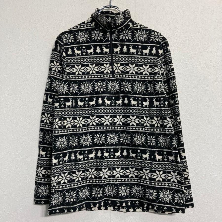LANDS' END フリースジャケット M ブラック 総柄 アウトドア キャンプ