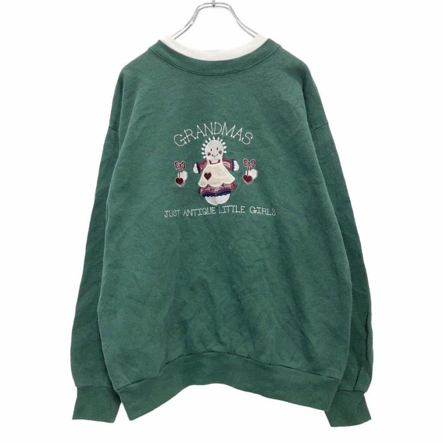 Cheek-O プリント スウェットトレーナー ウィメンズ L グリーン