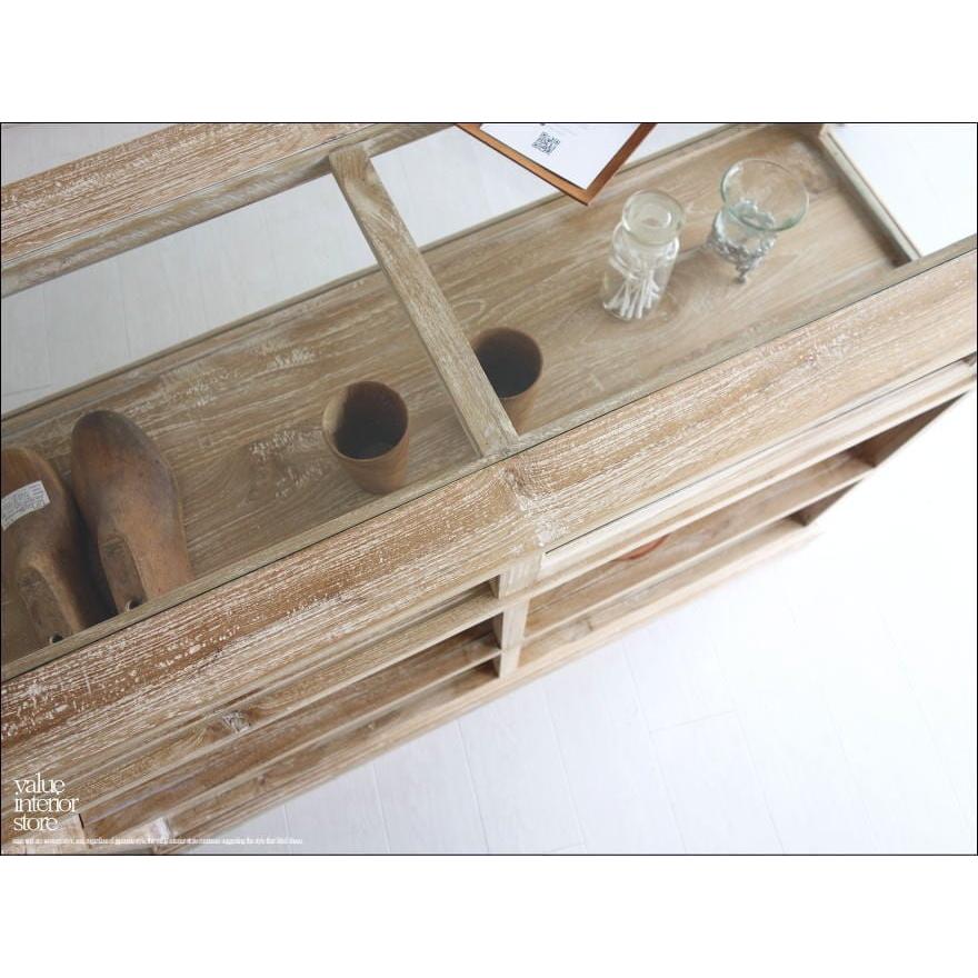 チーク総無垢 ショーケースカウンターQuese ガラスケース 飾り棚 店舗