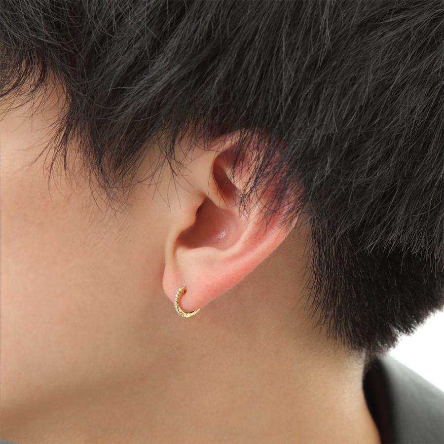 18金 メンズ ピアス K18 イエローゴールド ダイヤモンド 0.06 ct 中