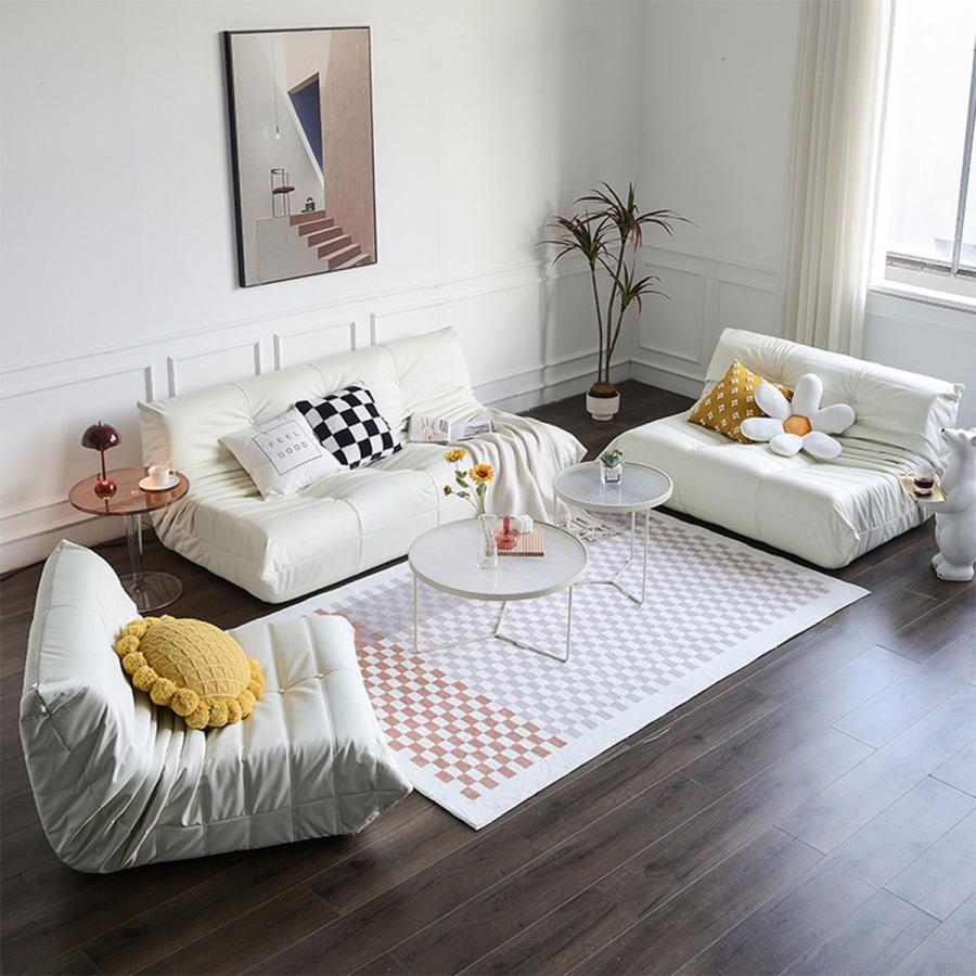 3人掛け] VeroMan レザー調 トーゴ ソファ ウレタン フロアソファ