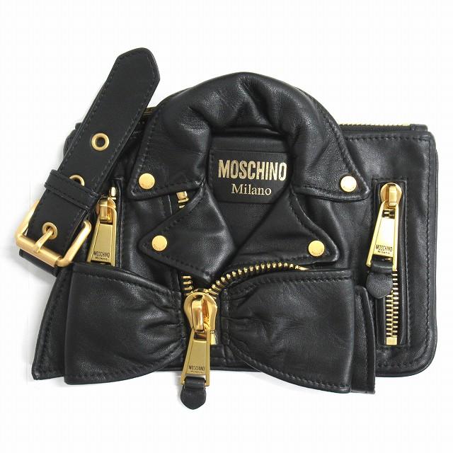 モスキーノ MOSCHINO レザー ライダース モチーフ クラッチ セカンド