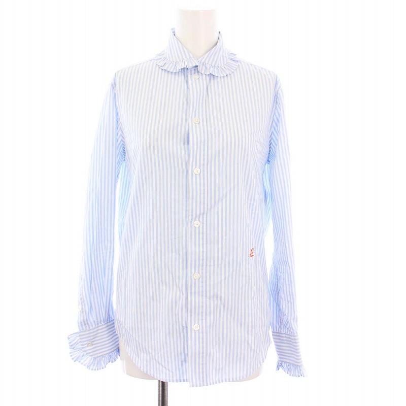 マディソンブルー MADISONBLUE ROUND COLLAR FRILL SH B.STRIPE