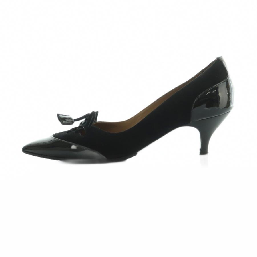 HERMES（エルメス） パンプス ポインテッドトゥ エナメル スエード切替