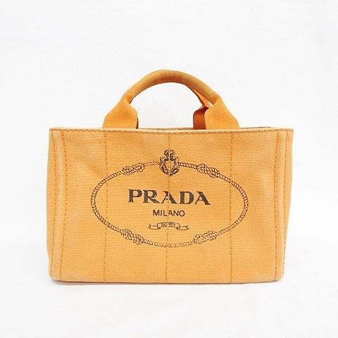 PRADA（プラダ） カナパ S ミニ トートバッグ キャンバス オレンジ