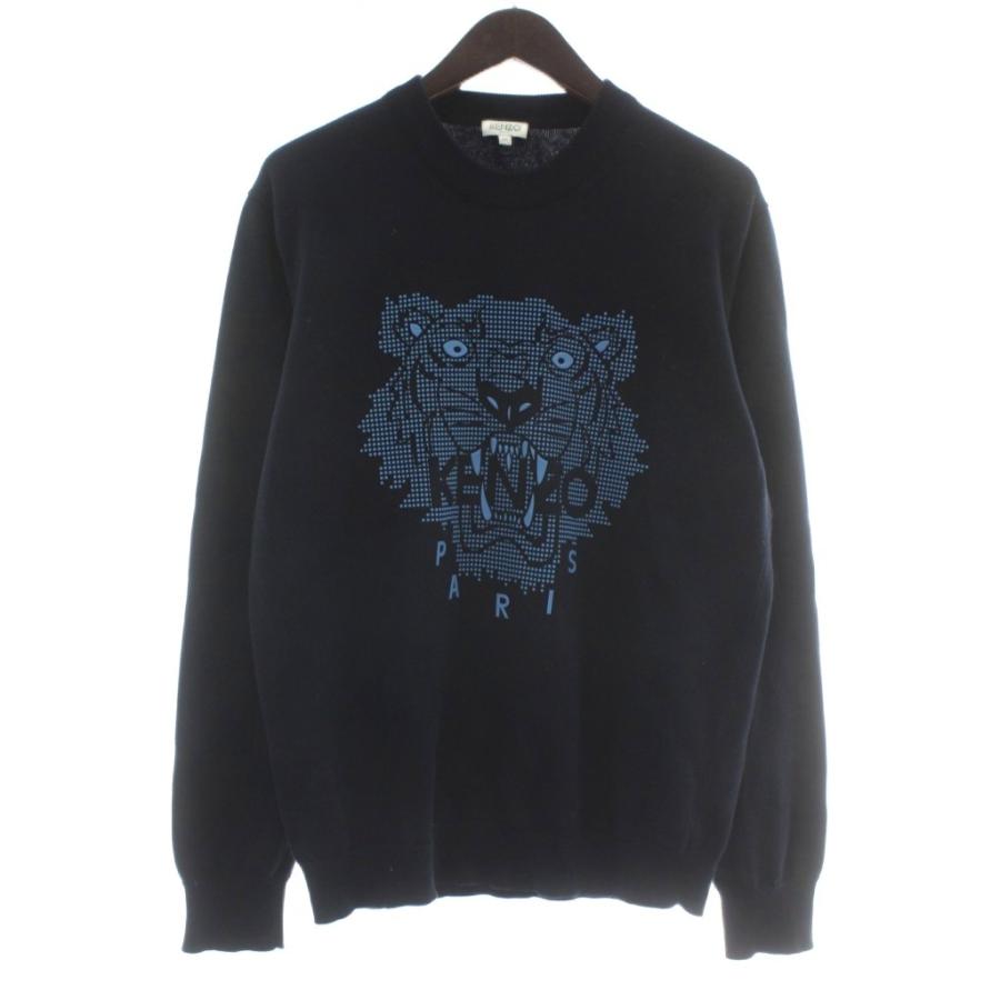 ケンゾー KENZO ニット セーター 長袖 クルーネック 浮き彫り トラ