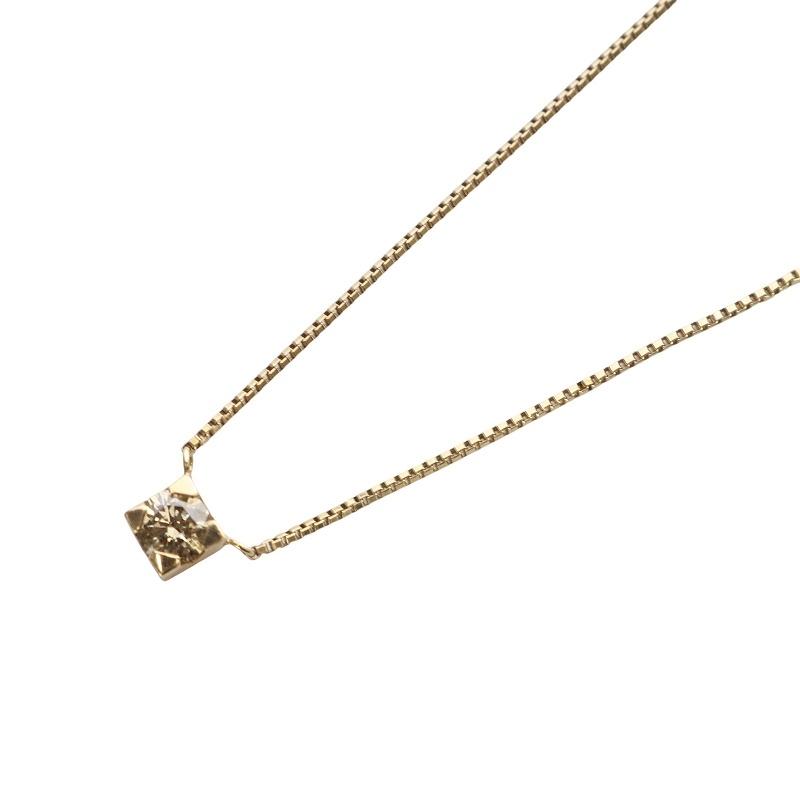 agete（アガット） ネックレス ロングチェーン スクエアダイヤモンド