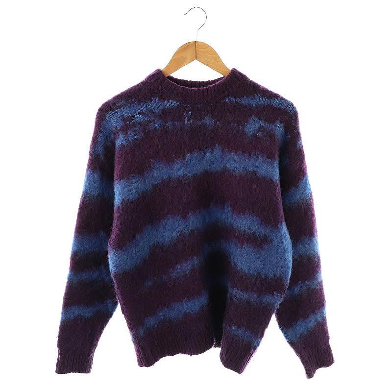 ZARA（ザラ） ニット セーター 総柄 長袖 S ブルー パープル /DF □OS