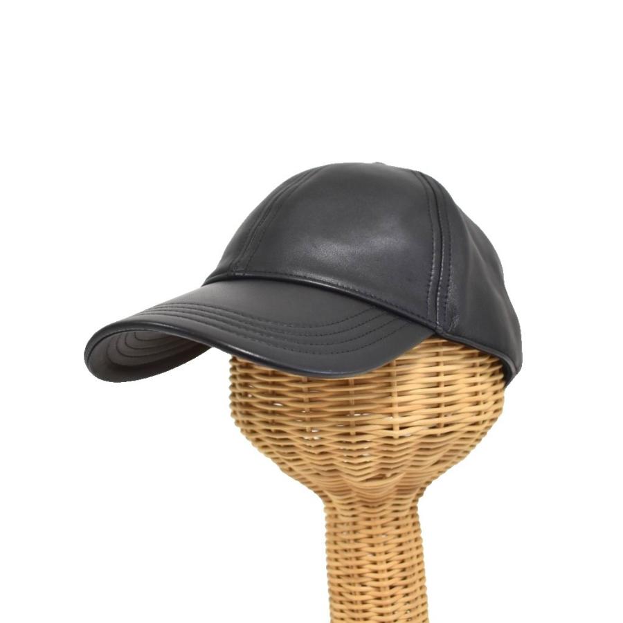 DIESEL（ディーゼル） レザー キャップ ロゴ 帽子 羊革 2 黒 ブラック