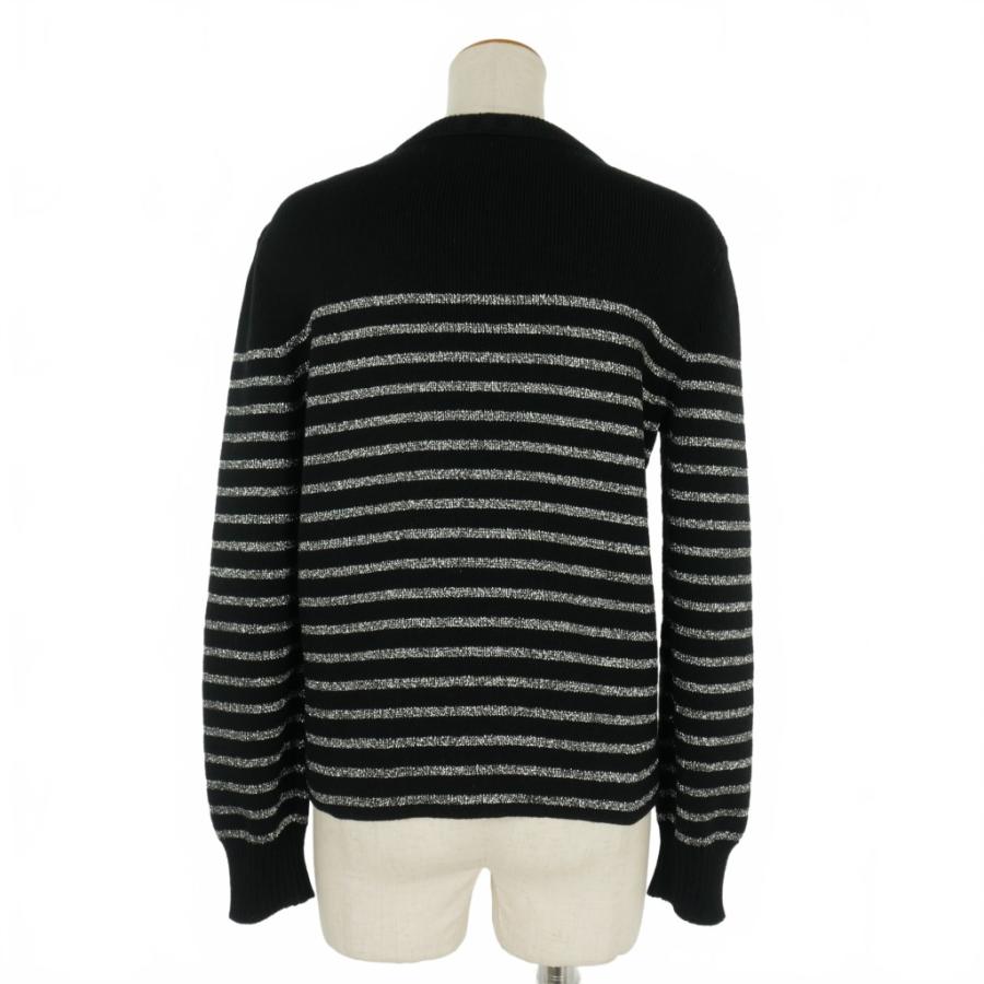 サンローラン パリ SAINT LAURENT PARIS ラメボーダーニット ボタン