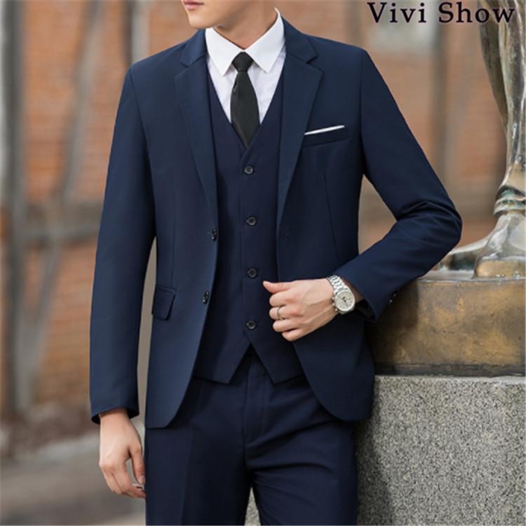 超特価】メンズ スリムスーツ 3ピース ネイビー-Gabriele Pasini