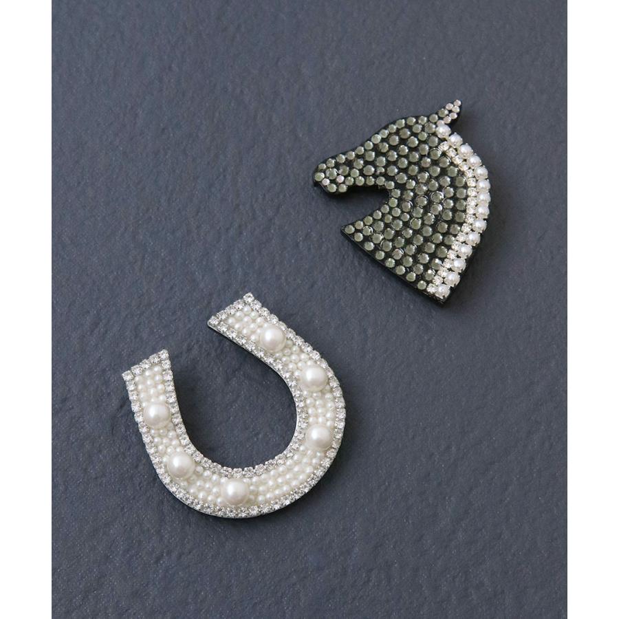 ヴァンテーヌ マグネット式ブローチ 馬蹄モチーフ ホースシュー パール