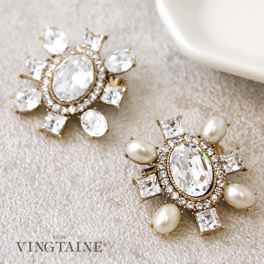 ヴァンテーヌ ブローチ ビジュー ストーン パール デザイン 煌めき