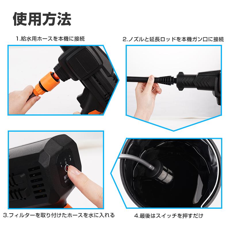 セール価格」高圧洗浄機 コードレス 充電式 洗浄機 洗車機 強力噴射