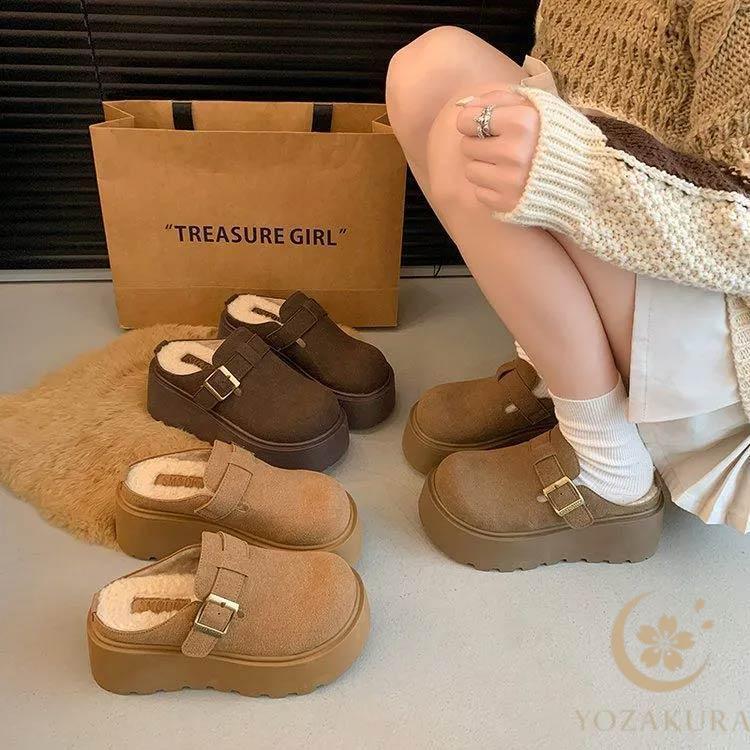 8cmヒール 厚底 サボ サンダル 冬 ムートンサボ レディース サボ