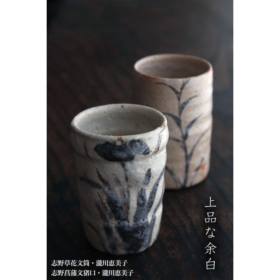 志野焼：志野菖蒲文猪口・瀧川恵美子《湯呑・筒向付・6.0cm》 : 和食器