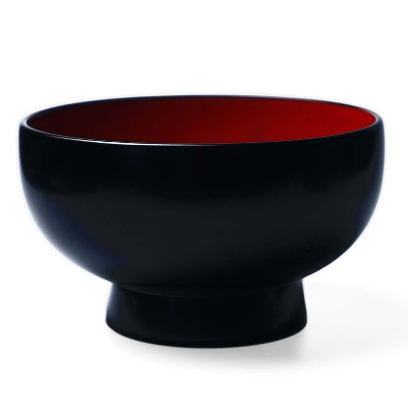 漆器・輪島塗：無地黒内朱蓋付大椀・奥田志郎《汁椀・雑煮椀・300ml