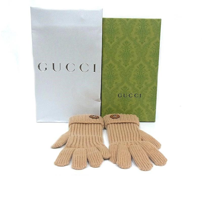 GUCCI（グッチ） 手袋 グローブ ウール/カシミヤ キャメル ダブルG