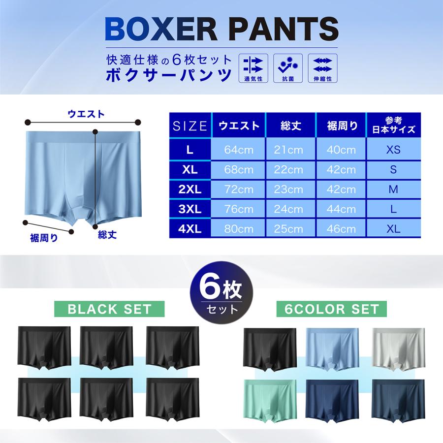 ボクサーパンツ メンズ 吸水速乾 セット 6枚 下着 大きい サイズ 春 夏