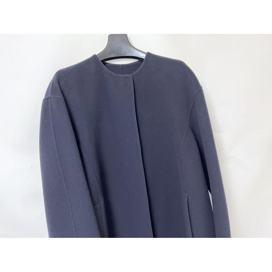 yori ウールノーカラーコート サックス コート drawer blamink yori