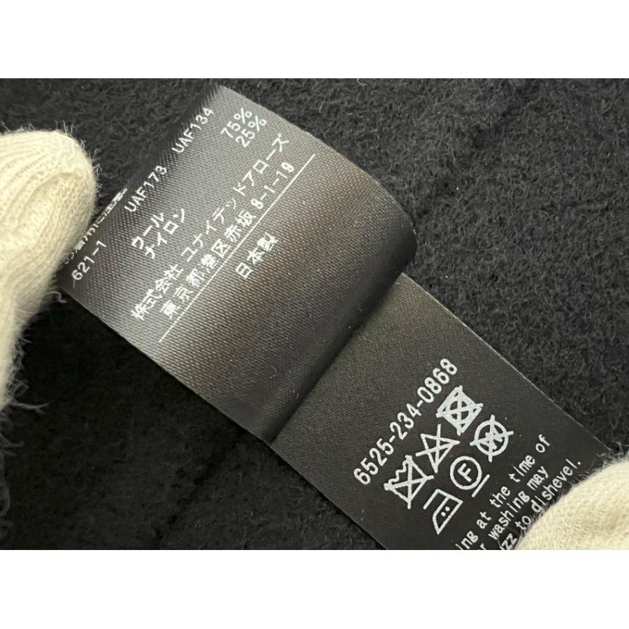 ドゥロワー Drawer ノーカラー ロングコート ウール ナイロン ネイビー