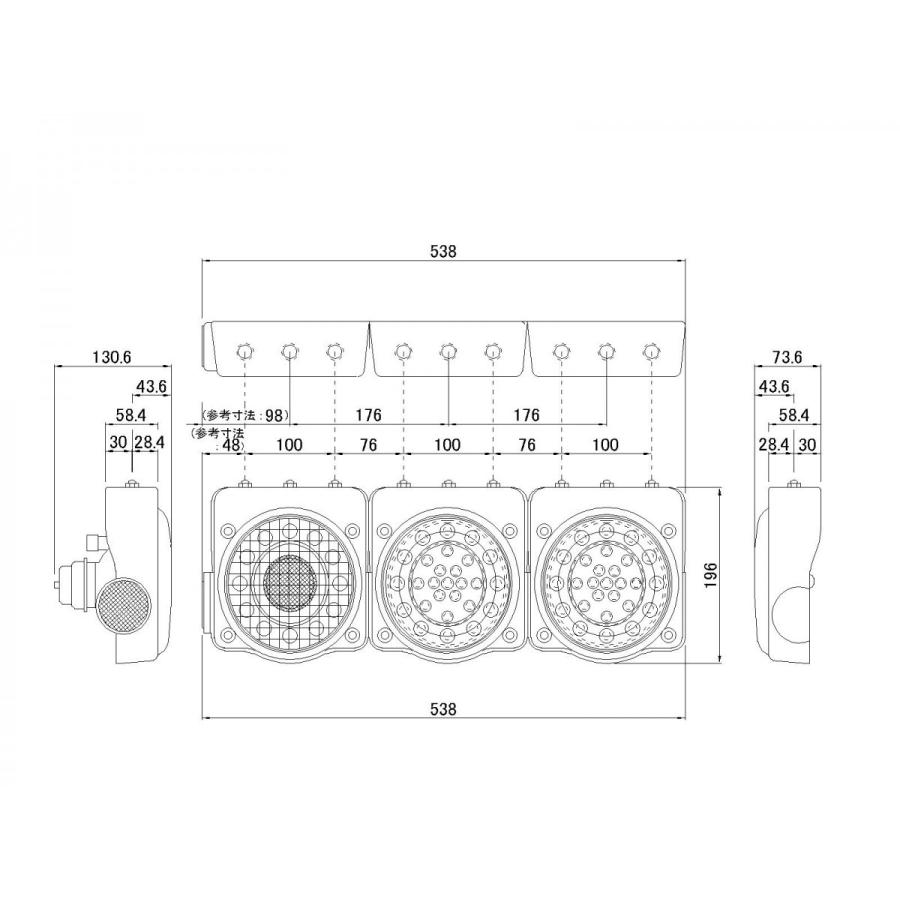 ICL LEDコンビテールランプ 丸型3連吊り下げタイプ : ヤマダボディー