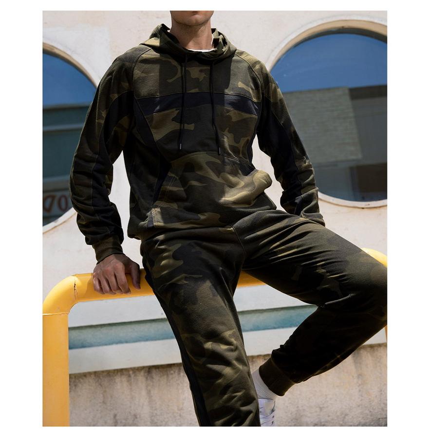 メンズ スウェット上下セット ジャージ 上下 迷彩柄 パーカー+ジョガー