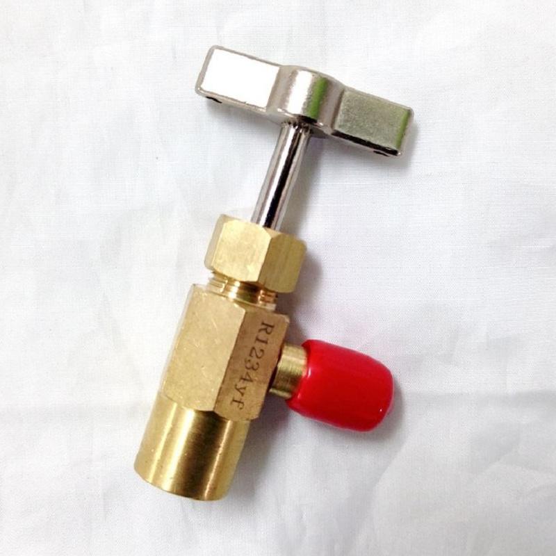 送料無料【R-1234yf用 M14×P1.25左ネジ】自動車 エアコン用 ガス