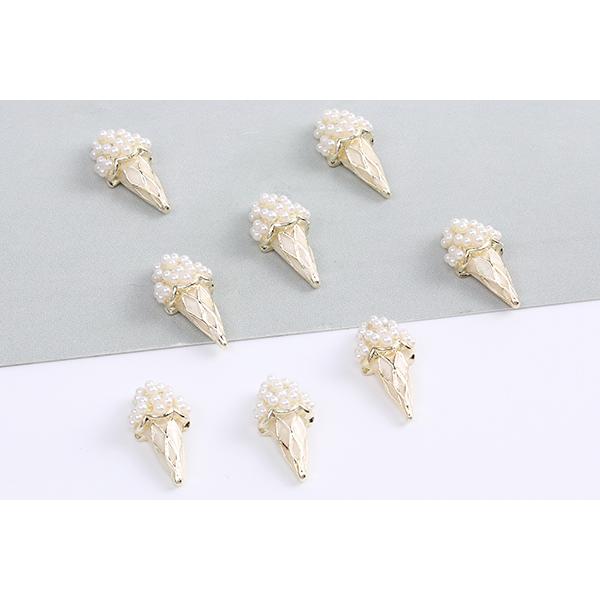 ネイルパーツ メタルパーツ アイスクリーム エポ＆パール付き 8×14mm