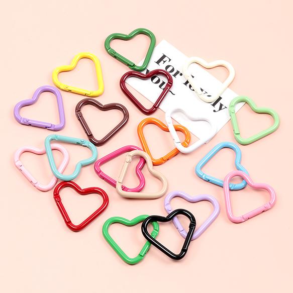 カラビナ ハート型 キーホルダー金具 ストラップ バネ式 スプリング