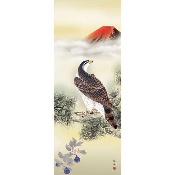 掛軸 (掛け軸) 一富士二鷹三茄子 長江桂舟 尺三立 約横44.5cm×縦164cm