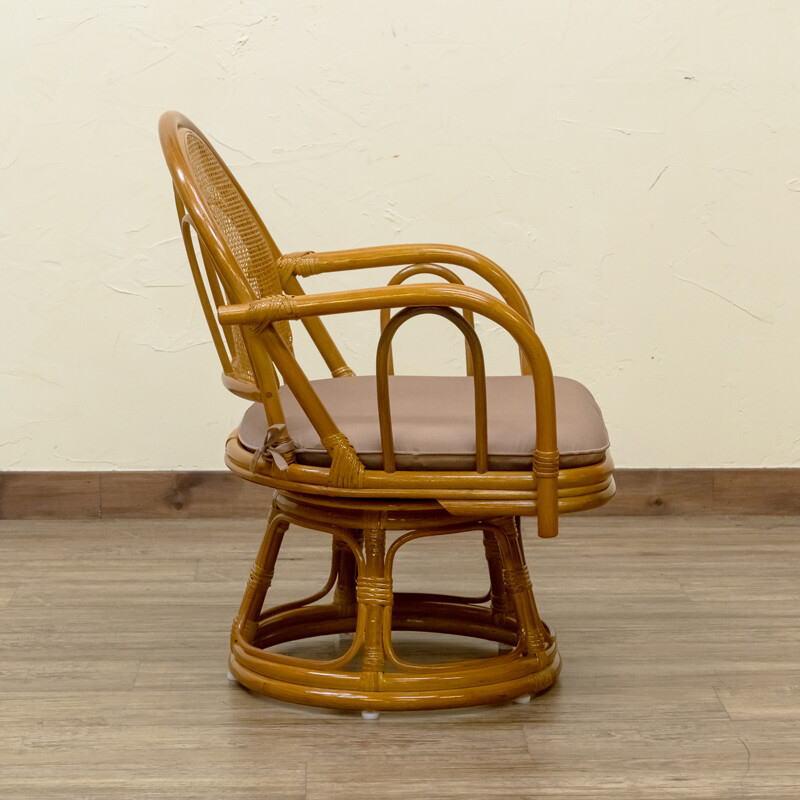 籐ラタン回転椅子ミドルタイプ座面高さ33cm/ハニー(ハチミツ色)/im14