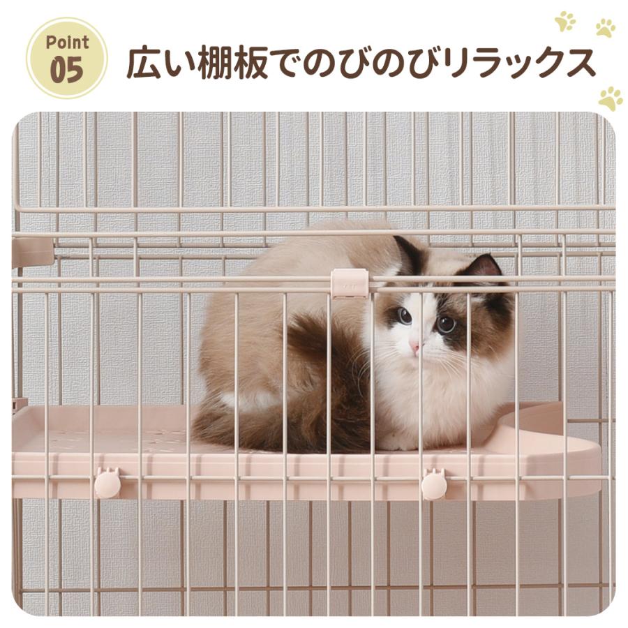 BTM 【掃除しやすいトレー】猫 ケージ キャットケージ 3段 幅広設計