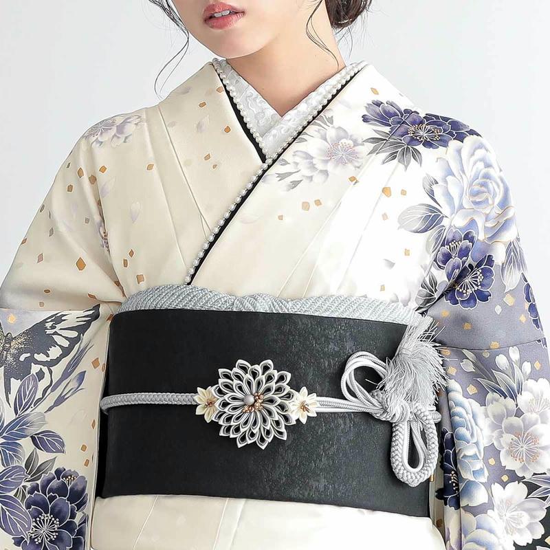 振袖 レンタル 成人式 結婚式 オフホワイト 枝垂桜に牡丹(絹) FINAL