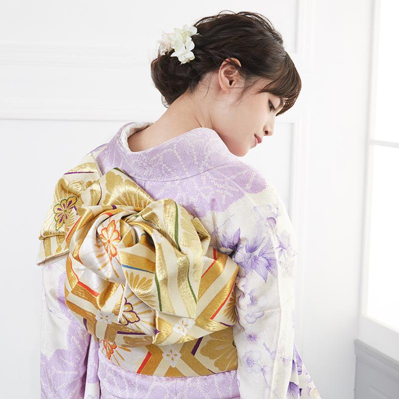 振袖 レンタル 成人式 結婚式 絞り 水彩 紫 牡丹に梅花(絹)(宅)モデル