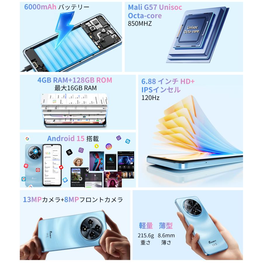 2026年新発売！】FOSSiBOT S5 SIMフリースマホ 本体 Android 15 16GB+