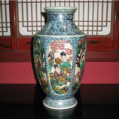 九谷焼 花瓶 陶器 古九谷風 糠川清章（はせがわせいしょう）作