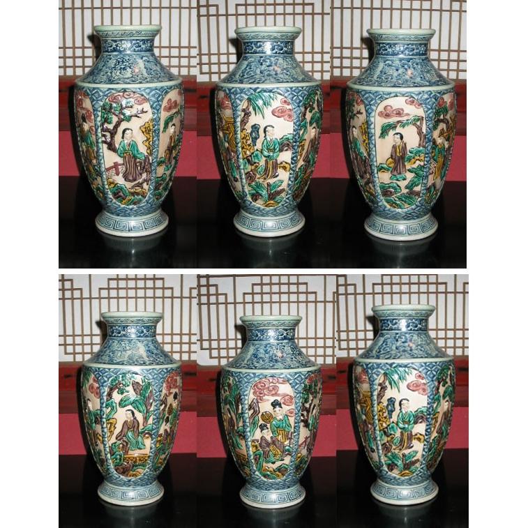 九谷焼 花瓶 陶器 古九谷風 糠川清章（はせがわせいしょう）作