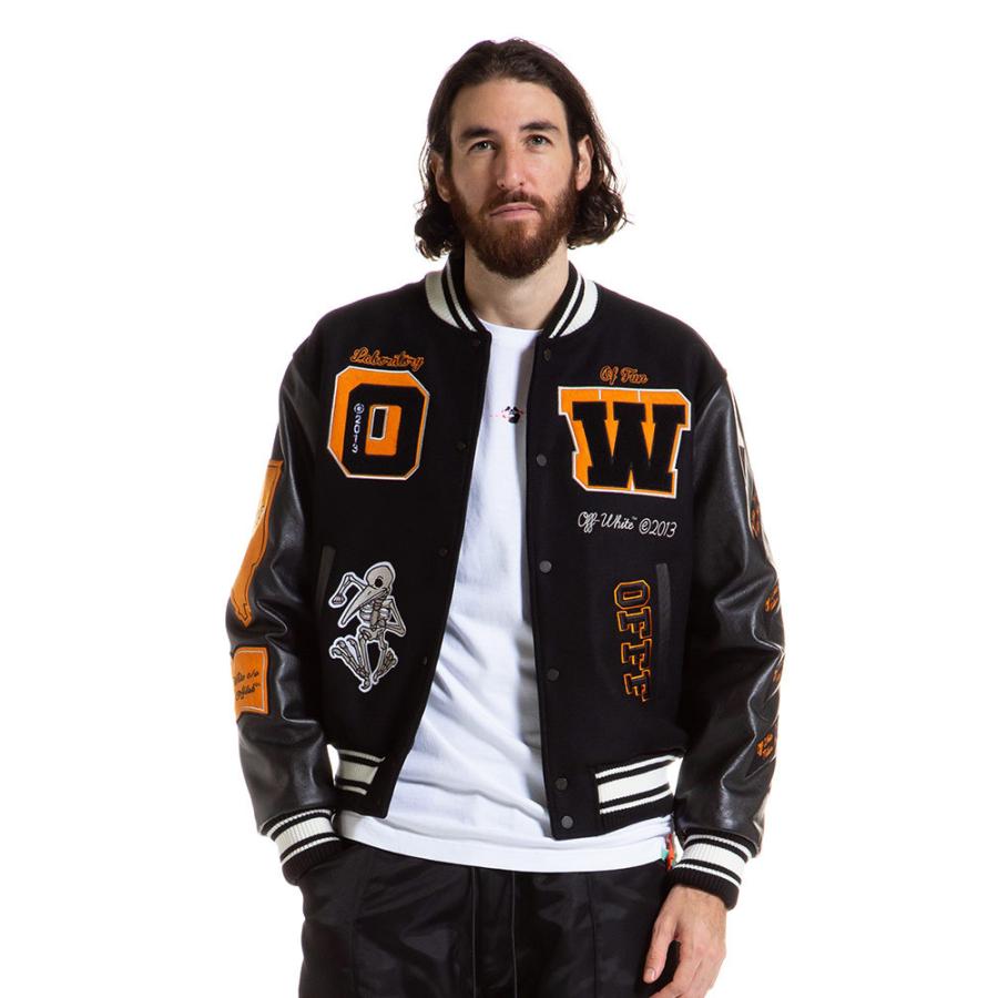 off white（オフホワイト） OFF-WHITE レザー ウール メルトン